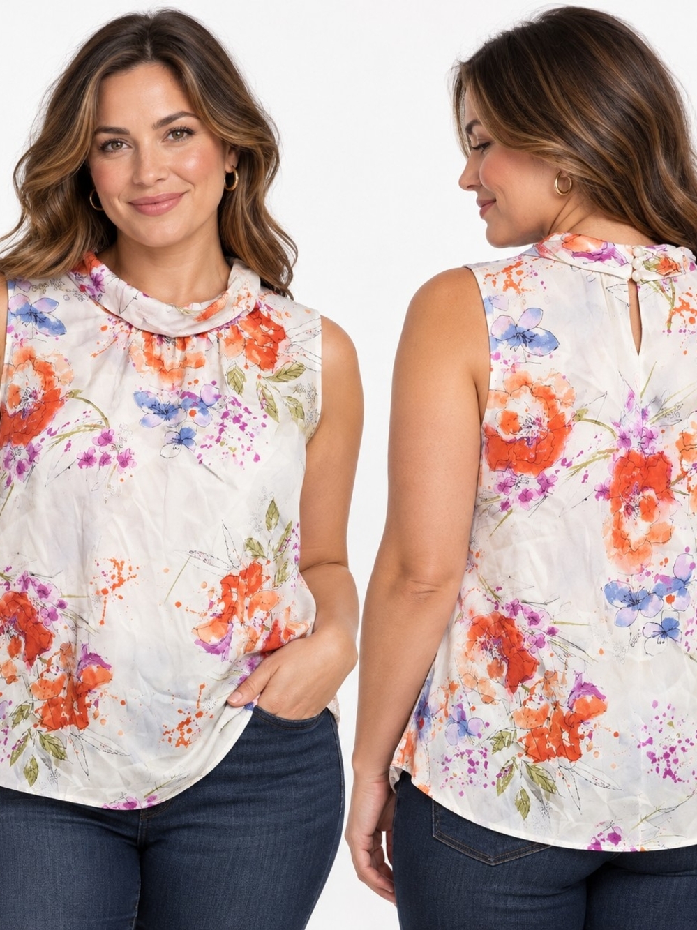 Pendleton Petites Size 16 Silk Floral Blouse Cottagecore Romantic Contemporary C